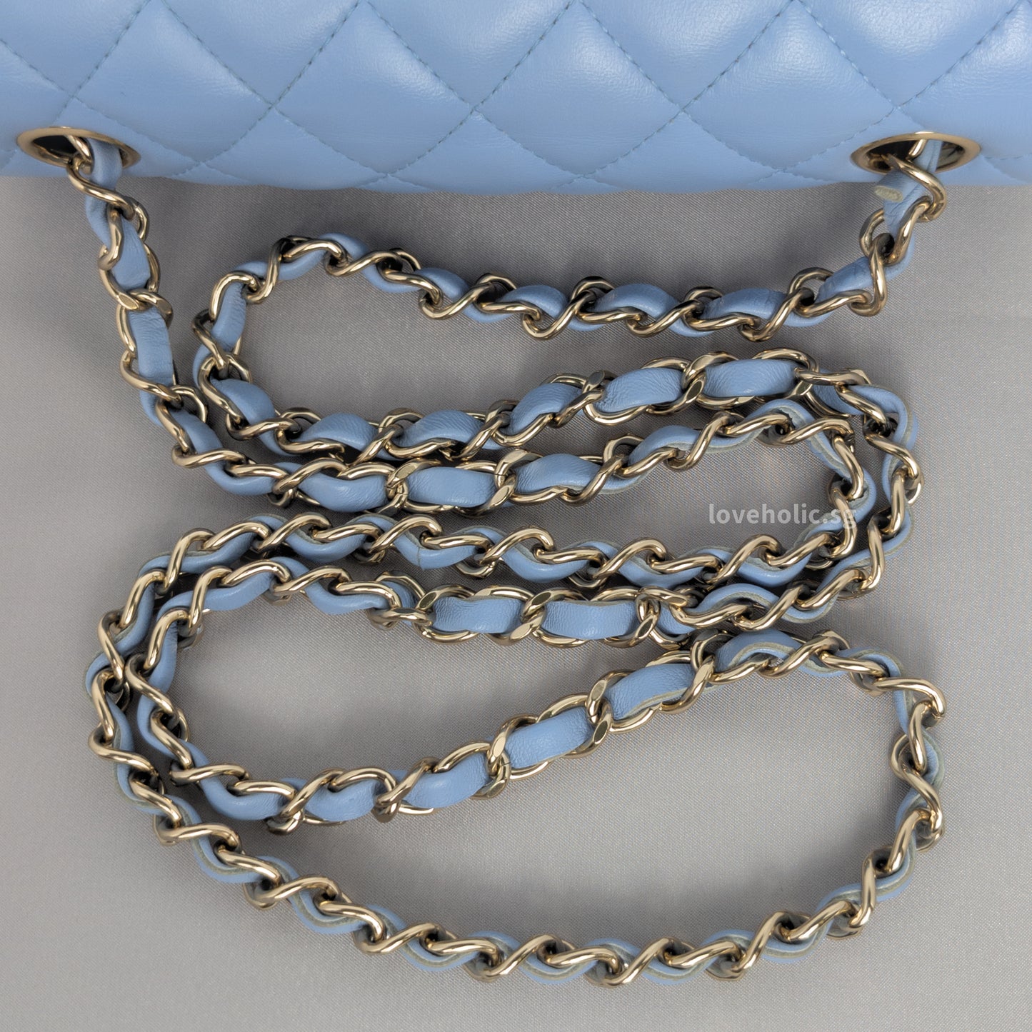 Classic Flap Mini Rectangle | 21C Sky Blue Lambskin Light Gold Hardware