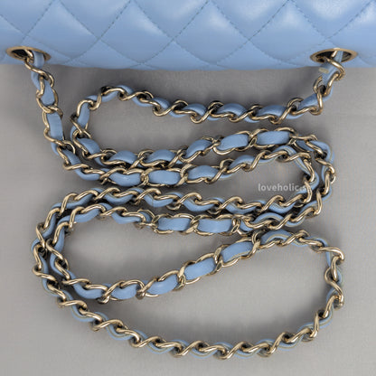Classic Flap Mini Rectangle | 21C Sky Blue Lambskin Light Gold Hardware