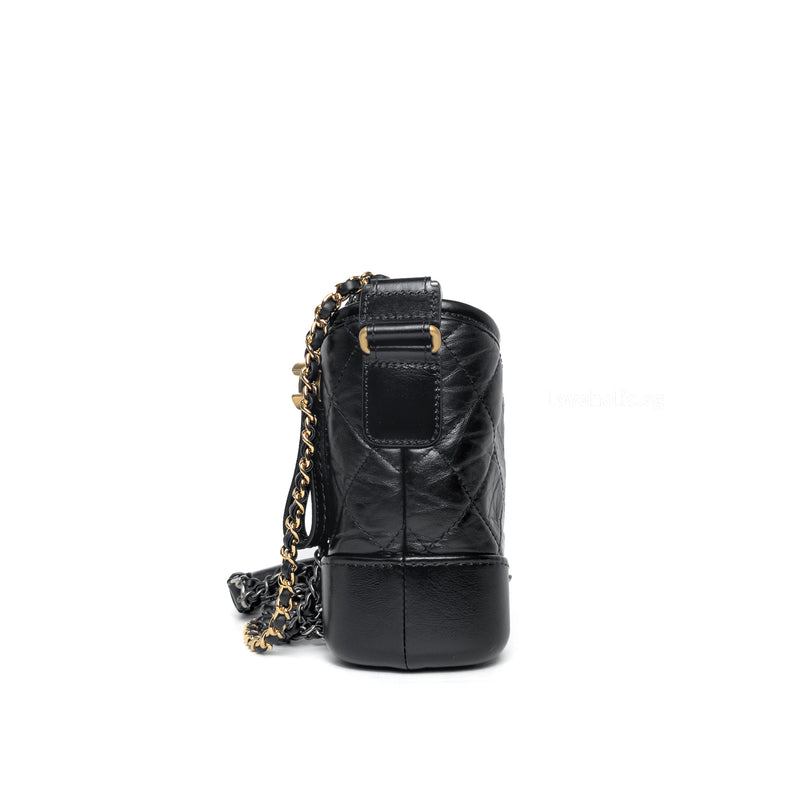 Chanel Gabrielle Hobo Small | Black Aged Calfskin Gold/Silver Hardware