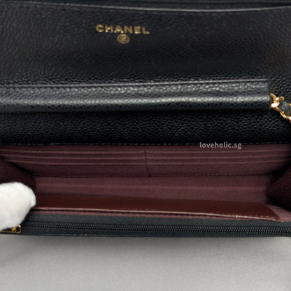 Wallet On Chain Black Caviar Gold Hardware