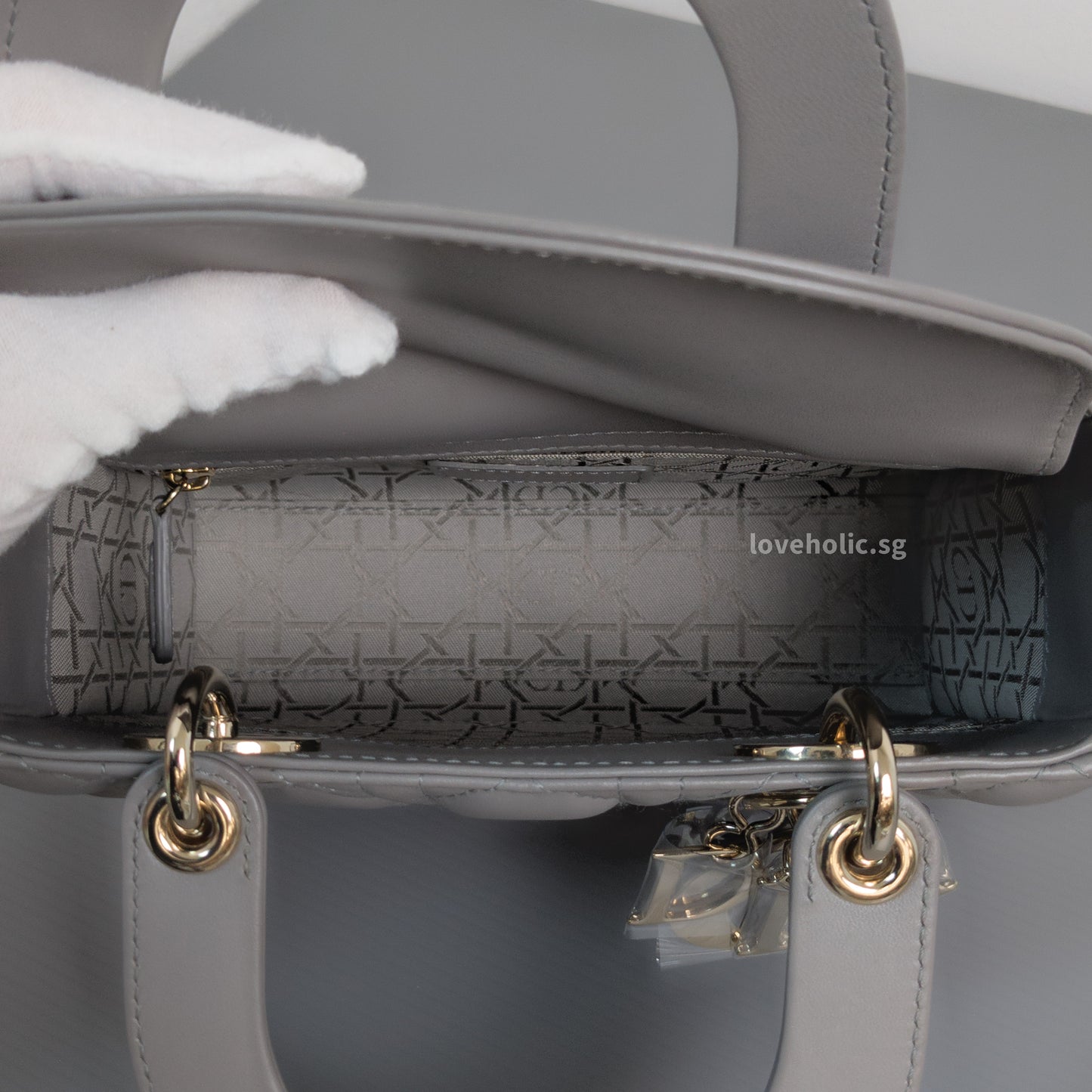 My ABC Lady Dior Small | Grey Lambskin Light Gold Hardware