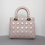 Dior Lady Dior Medium | Pearlescent Lotus Pink Lambskin Light Gold Hardware-back