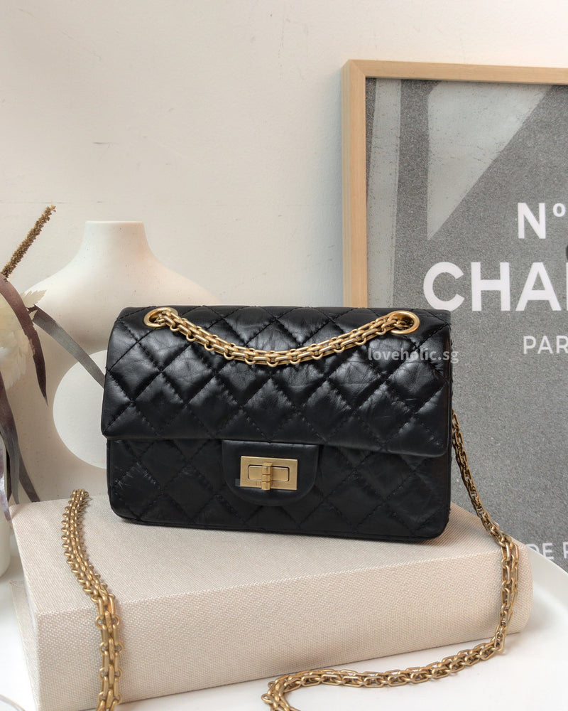 Chanel Reissue 2.55 Mini | Black Calfskin Brushed Gold Hardware-main