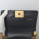 Boy Small | Black Caviar Brushed Gold Hardware