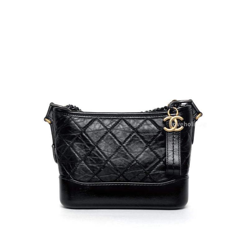 Chanel Gabrielle Hobo Small | Black Aged Calfskin Gold/Silver Hardware