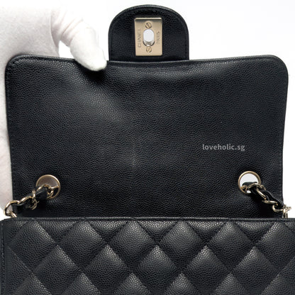 Chanel Classic Flap Mini Rectangle  | 17C Black Caviar Light Gold Hardware