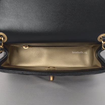 Pearl Crush 24K Mini Rectangle | Black Lambskin Brushed Gold Hardware