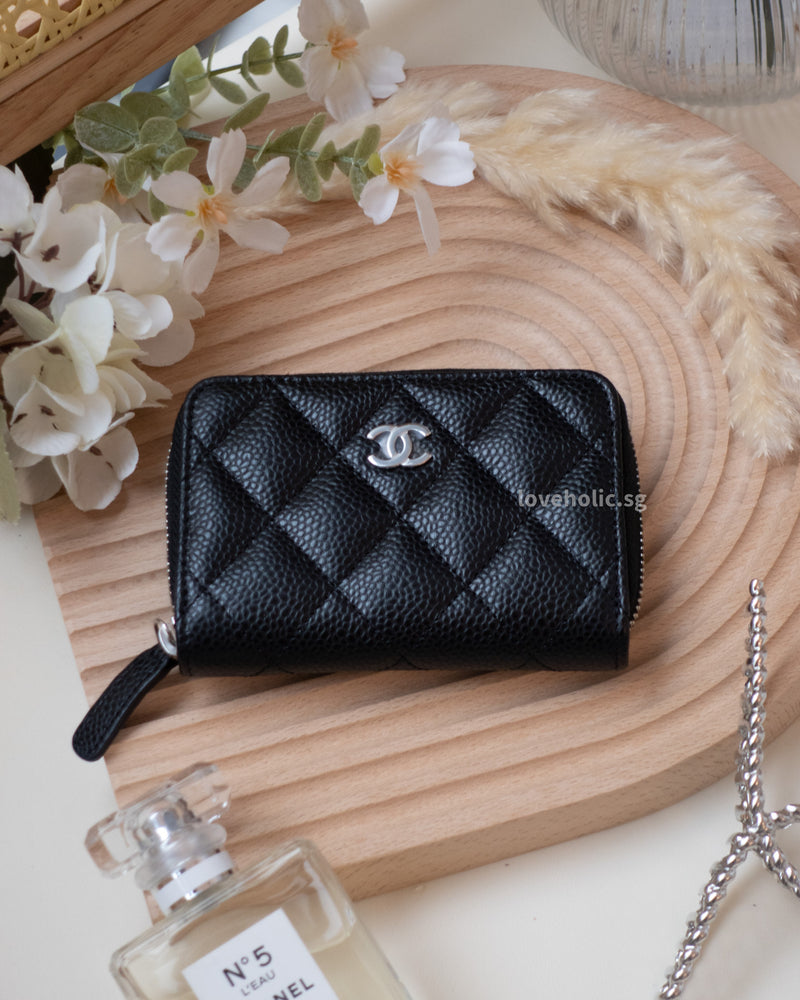 Chanel Classic Zipped Coin Purse  | Black Caviar Silver Hardware