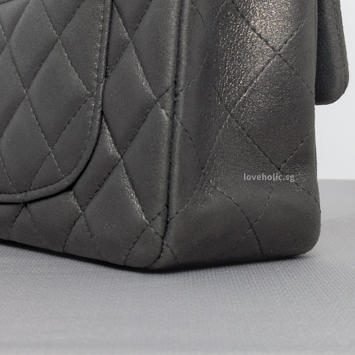 Classic Flap Mini Rectangle | Grey Goatskin Ruthenium Hardware