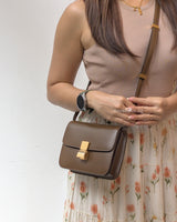 Celine Box Teen | Camel Calfskin Brushed Gold Hardware-modelshots