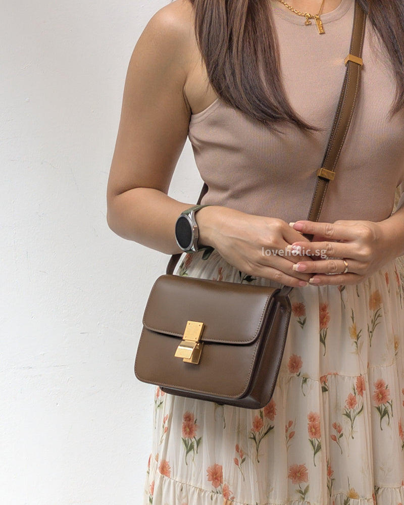Celine Box Teen | Camel Calfskin Brushed Gold Hardware-modelshots