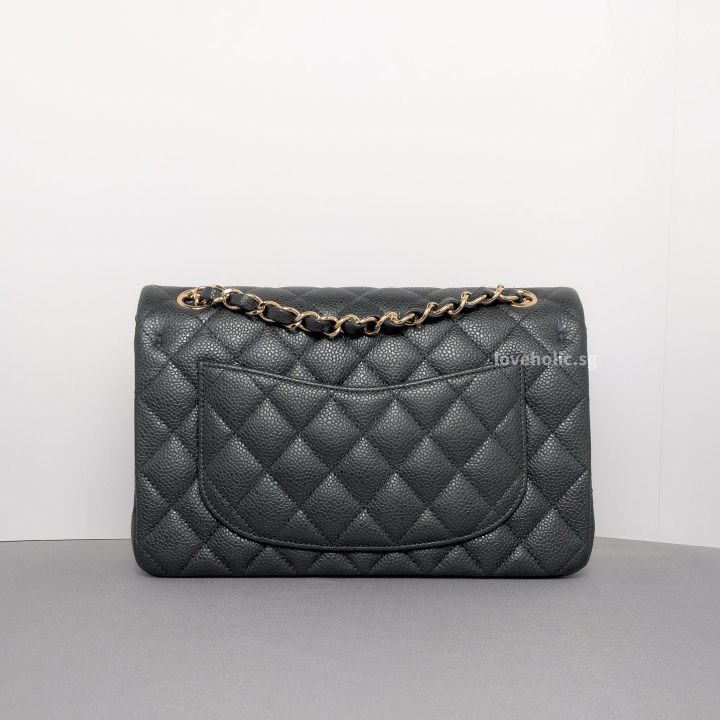 Chanel Classic Flap Small | 18S Dark Grey Caviar Light Gold Hardware-back