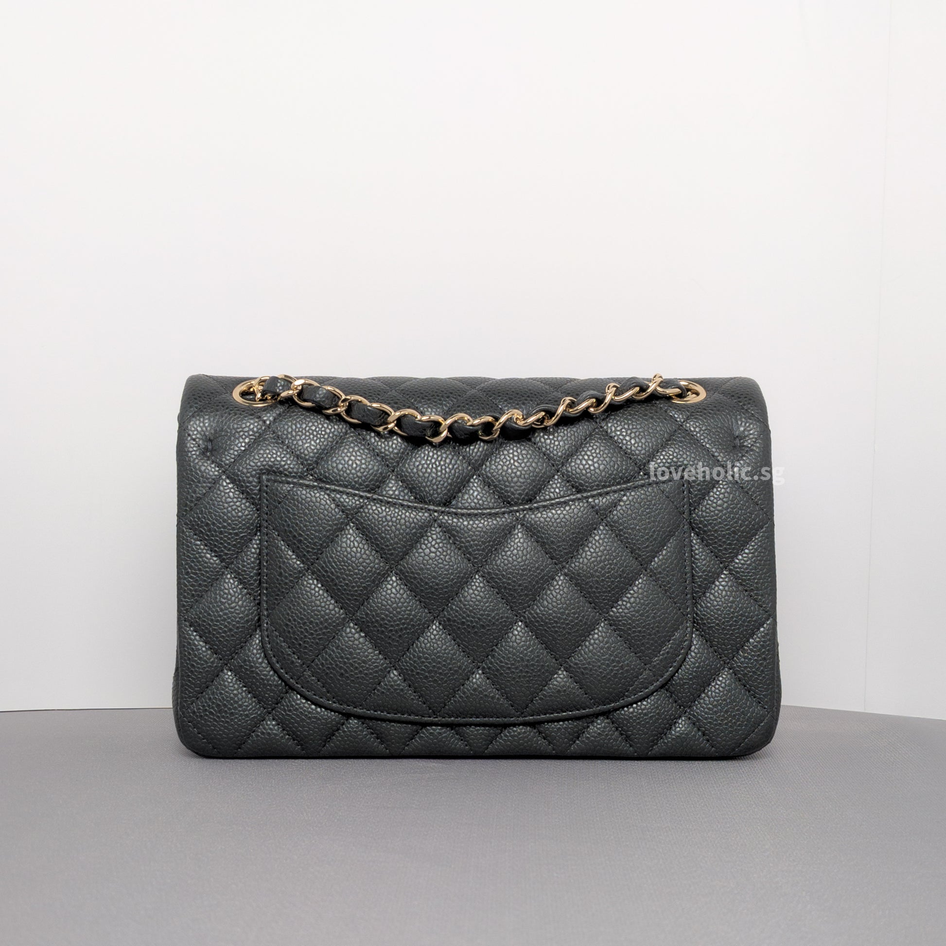 Chanel Classic Flap Small | 18S Dark Grey Caviar Light Gold Hardware-back