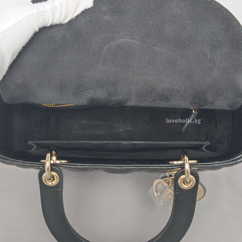 Lady Dior Medium | Black Lambskin Gold Hardware