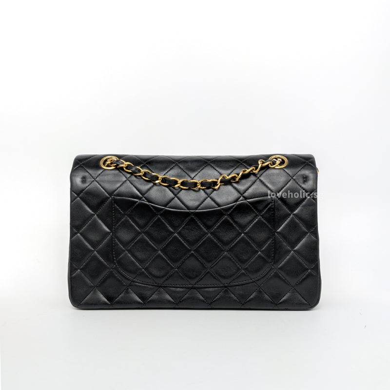 Chanel Vintage Classic Flap Medium | Black Lambskin 24K Gold Hardware-back