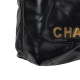 Chanel 22 Bag Mini | Black Calfskin Brushed Gold Hardware