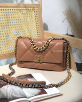 Chanel Chanel 19 Small | 21P Caramel Lambskin Brushed Gold Hardware-main