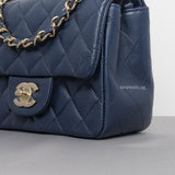 Classic Flap Mini Square | 17B Navy Blue Caviar Light Gold Hardware