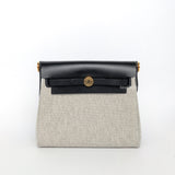 Hermes Herbag 20 | Ecru Black/Black Gold Hardware-whitebackground