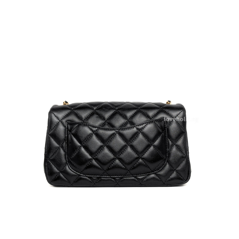 Chanel Pearl Crush Mini Rectangle  | Black Lambskin Gold Hardware