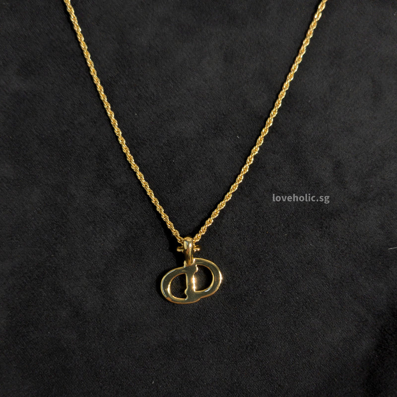 Dior Vintage Necklace  | CD Logo  Gold Hardware-whitebackground