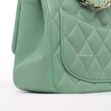 Chanel Classic Flap Mini Square | 21C Light Green Lambskin Light Gold Hardware