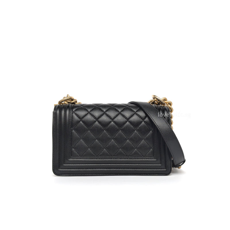 Chanel Boy Small | Black Caviar Brushed Gold Hardware-back