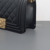 Boy Small | Black Caviar Brushed Gold Hardware