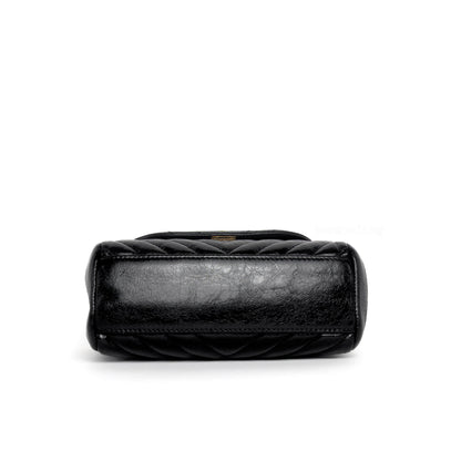 Hobo Chevron Crossbody Small | Black Aged Calfskin Brushed Gold Hardware