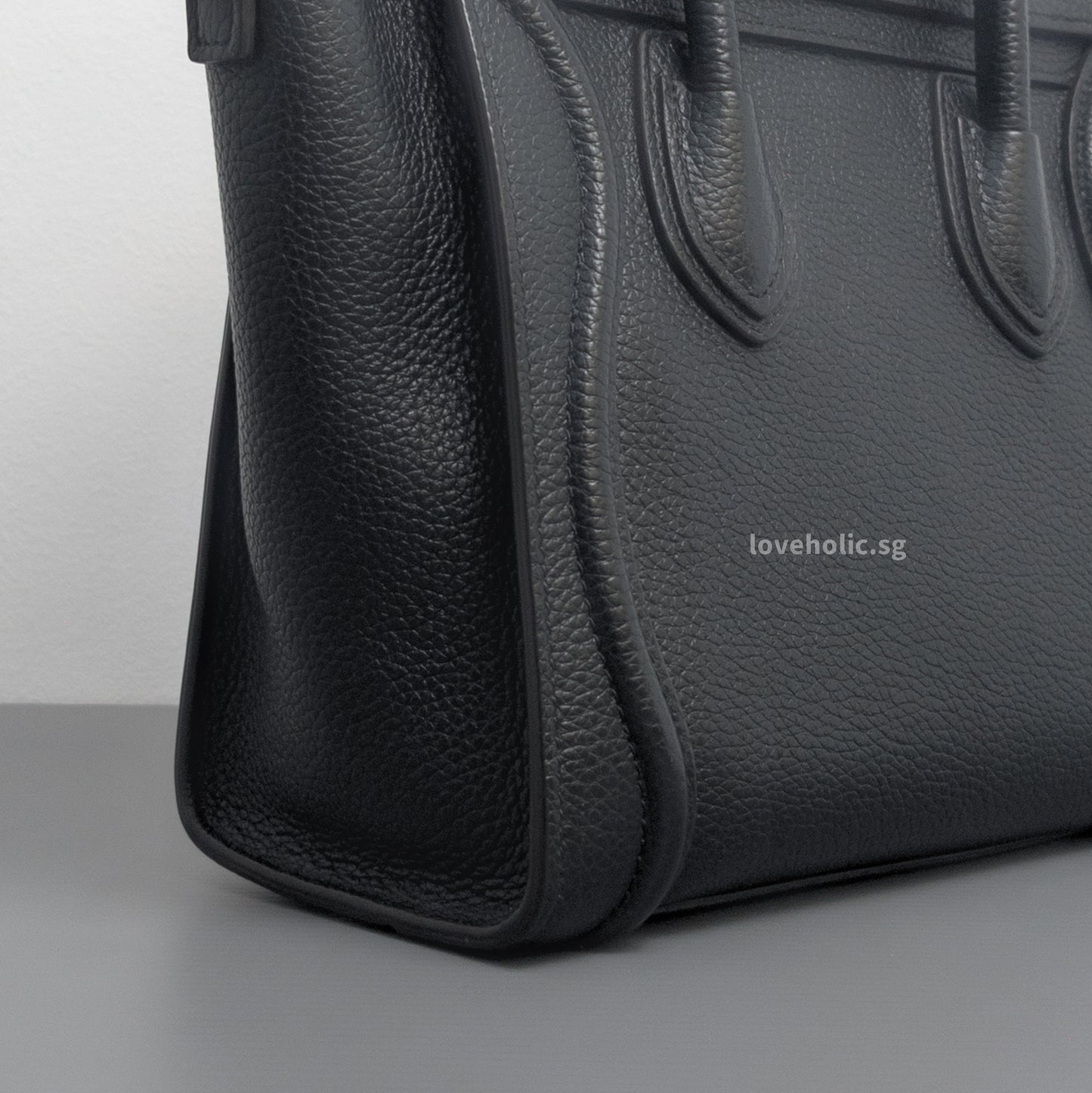 Luggage Nano | Black Calfskin Ruthenium Hardware