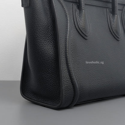 Luggage Nano | Black Calfskin Ruthenium Hardware