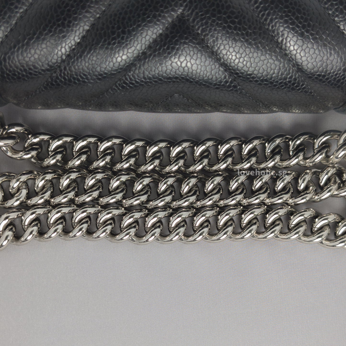 Boy Chevron Small | Black Caviar Silver Hardware