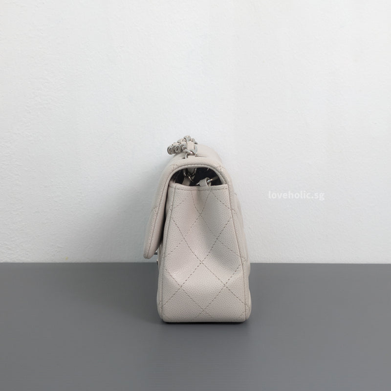 Classic Flap Mini Rectangle | 18B Ivory White Caviar Silver Hardware