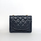 Chanel Sweet Mini Square Flap 21K Dark Blue/Navy  Caviar Brushed Gold Hardware-back