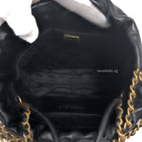 Chanel 22 Bag Mini | Black Calfskin Brushed Gold Hardware