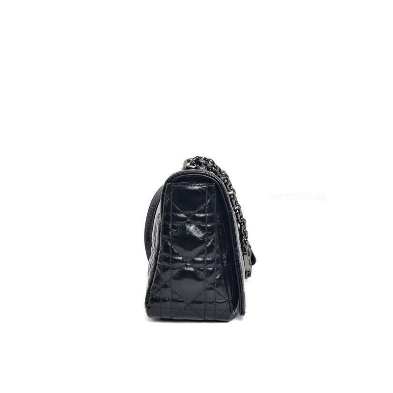 Dior Caro Medium | Black Patent Cannage Leather Ruthenium Hardware