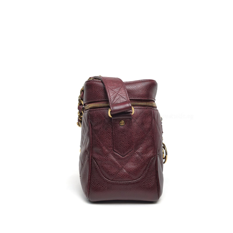 Chanel Vintage Vanity Case Large | Burgundy Caviar Gold Hardware