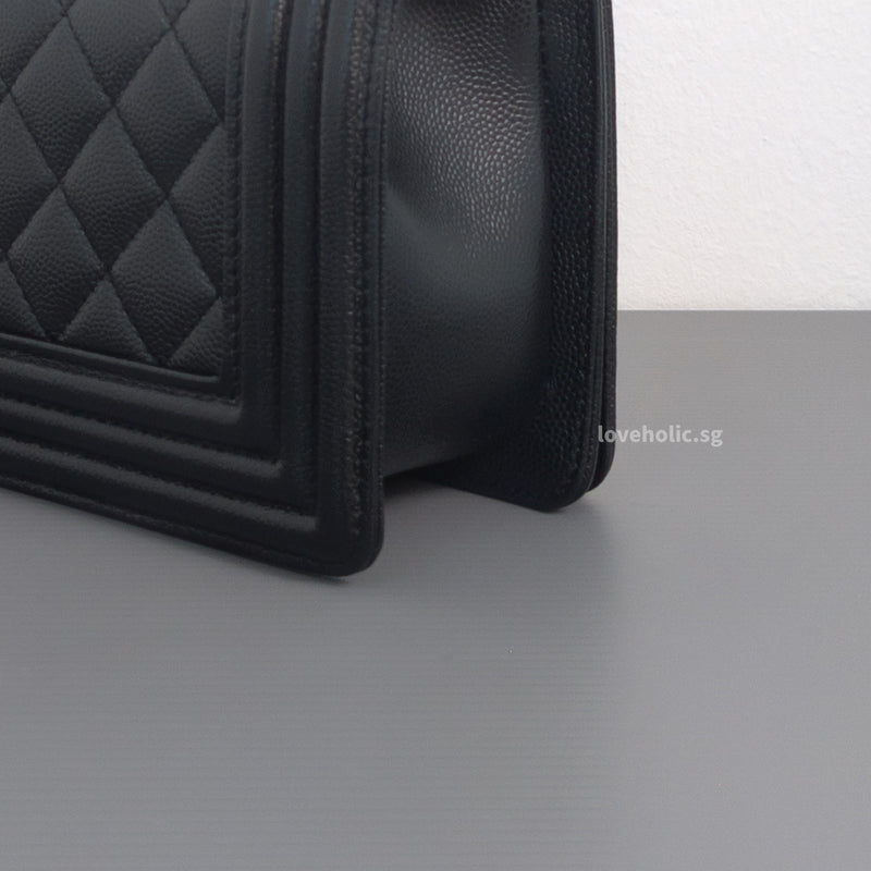 Boy Small | Black Caviar Brushed Gold Hardware