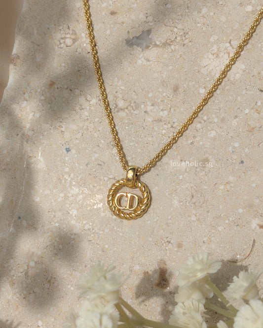 Dior Vintage Necklace Round Classic CD Gold Hardware-main