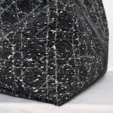 Large Toujours | Black Tweed with White Cannage Motif Light Gold Hardware