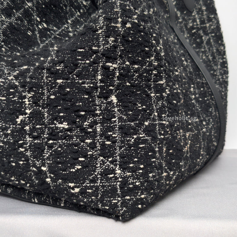 Large Toujours | Black Tweed with White Cannage Motif Light Gold Hardware