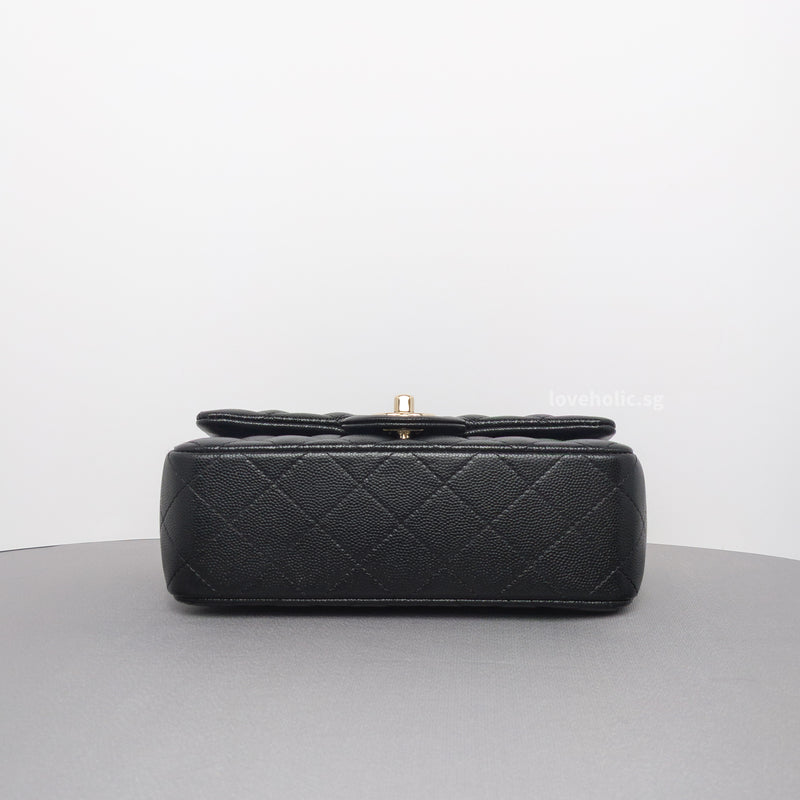 Classic Flap Mini Rectangle | 17B/17C Black Caviar Light Gold Hardware