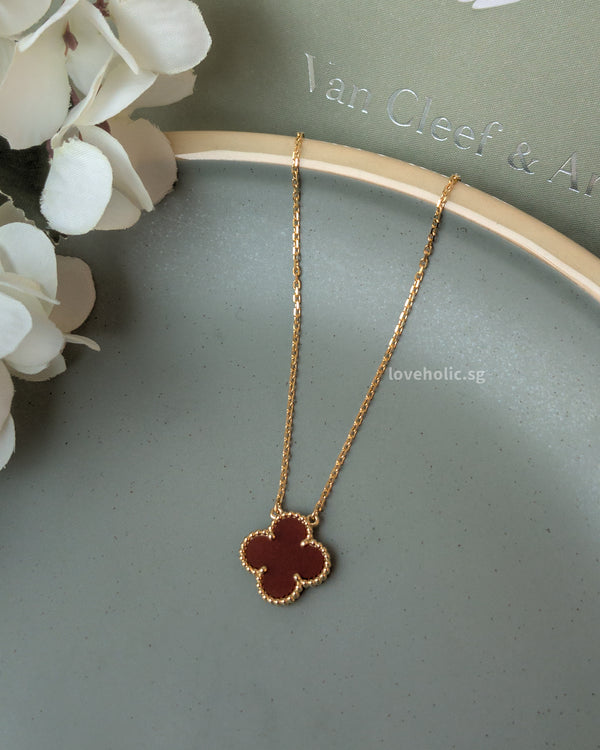 Van Cleef & Arpels VCA Vintage Alhambra Necklace  | Carnelian  18K Gold Hardware 