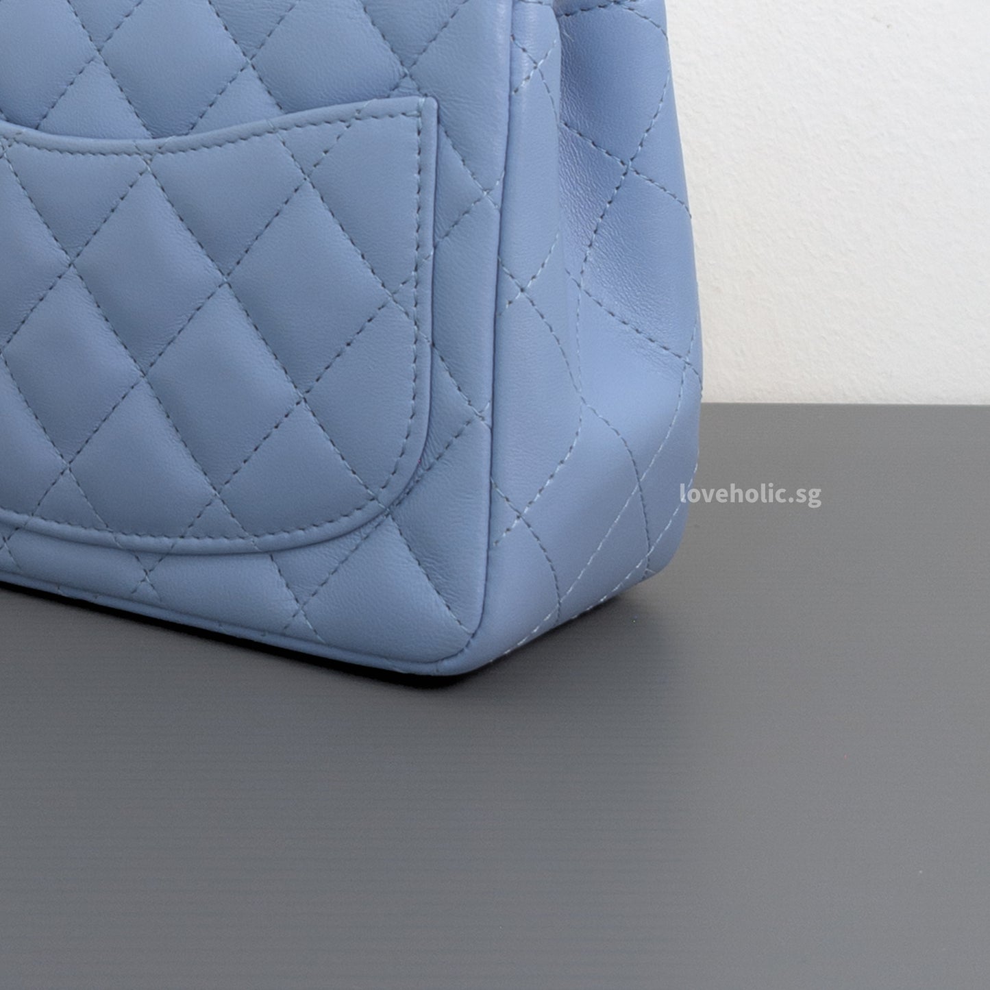 Classic Flap Mini Square  | Sky Blue Lambskin Light Gold Hardware