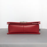 Chanel Boy Old Medium | Red Lambskin Ruthenium Hardware