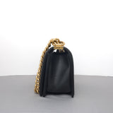 Chanel Boy Old Small | Black Caviar Brushed Gold Hardware-details