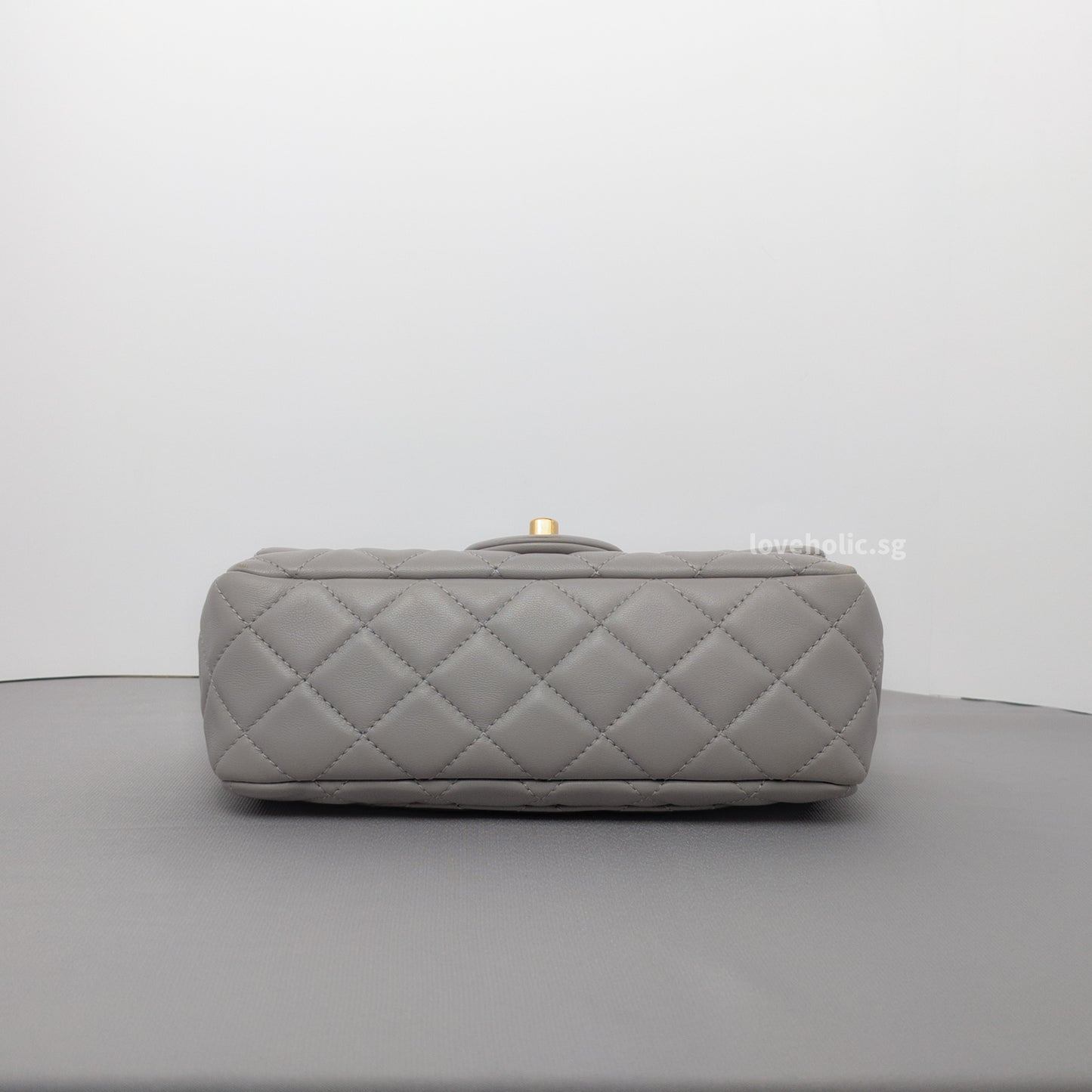 Pearl Crush Mini Rectangle 22B Light Grey Lambskin Brushed Gold Hardware