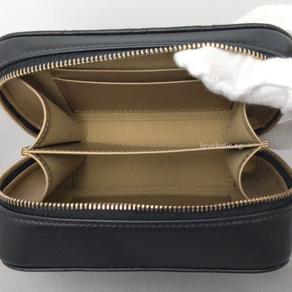 Camera Bag Mini with Pearl Crush | Black Lambskin Brushed Gold Hardware