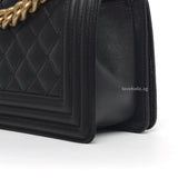 Chanel Boy Small | Black Caviar Brushed Gold Hardware