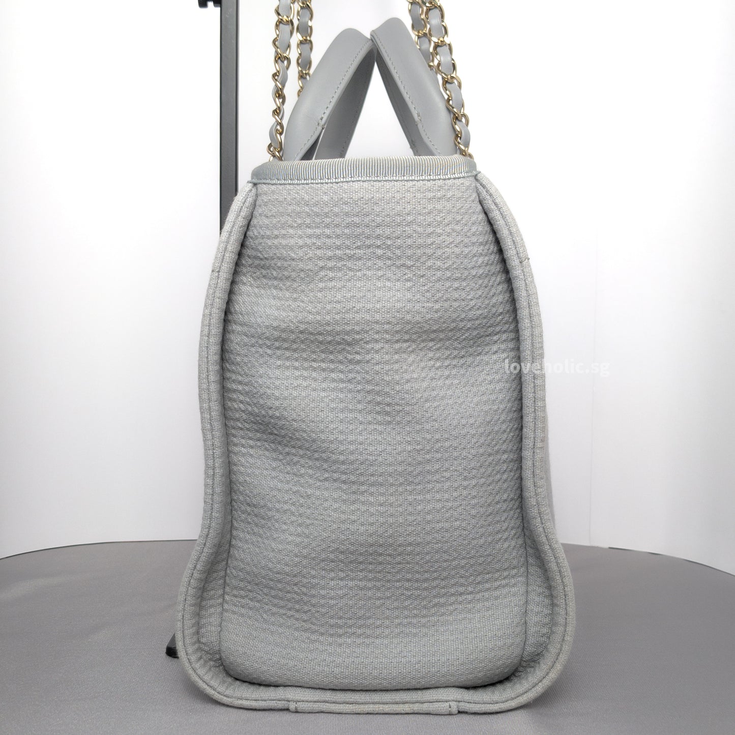 Deauville Shopping Tote 23B Grey Canvas Light Gold Hardware